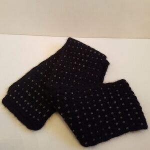 MANOUSH Black Angora Crystal Jeweled Knitted Scarf